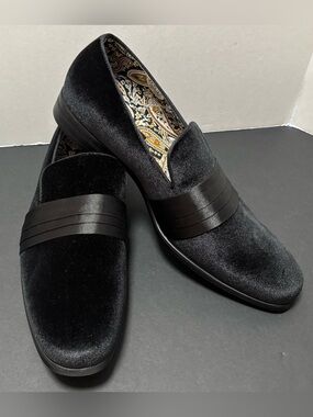 After Midnight Black Velvet Red Bottom Smoker Loafers 9.5